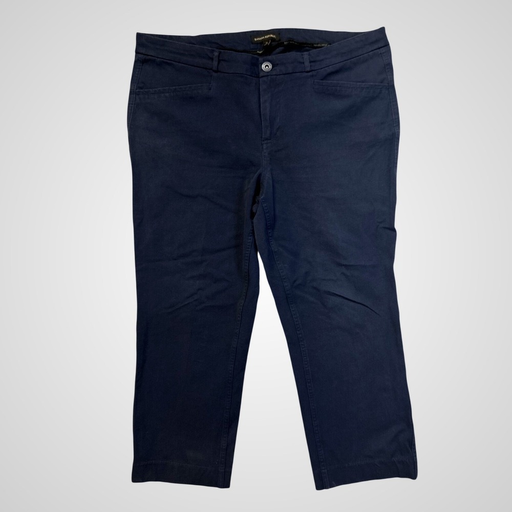 Banana Republic Ankle Pants‎ Womens 14 Navy Blue Excellent Cotton Blend Stretch